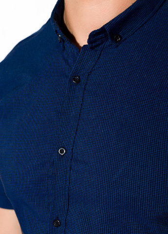 Темно-синяя кэжуал рубашка с геометрическим узором Time of Style