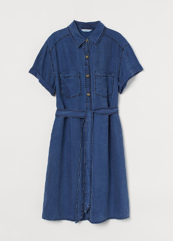 Синя кежуал сукня сорочка H&M однотонна