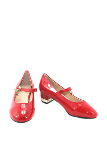 Красные женские кэжуал туфли лаковые на низком каблуке - фото