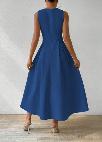 Синее кэжуал платье колокол SHEIN однотонное