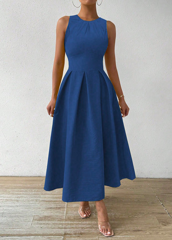 Синее кэжуал платье колокол SHEIN однотонное