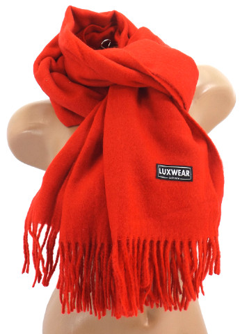 Женский кашемировый шарф Красный LuxWear S128007 однотонный красный кэжуал кашемир