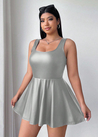 Комбинезон SHEIN комбинезон-шорты колор блок серебряный кэжуал полиэстер