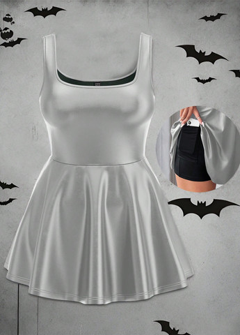 Комбинезон SHEIN комбинезон-шорты колор блок серебряный кэжуал полиэстер