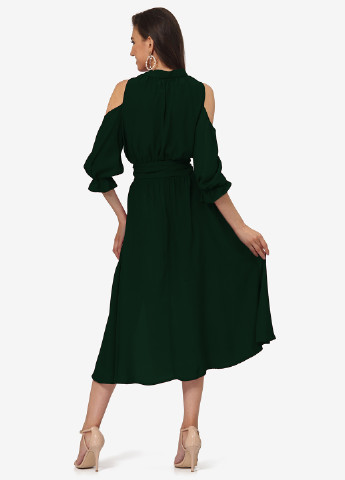 Зеленое кэжуал платье клеш Lila Kass однотонное