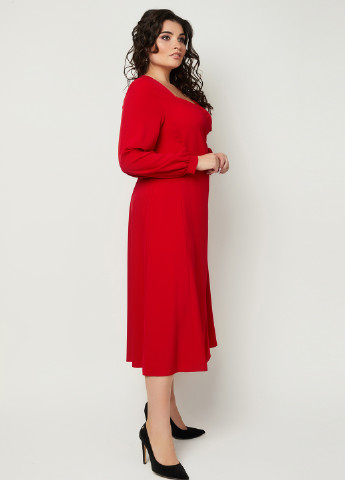 Червона кежуал плаття, сукня кльош A'll Posa однотонна