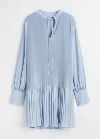 Блакитна кежуал сукня плісована H&M однотонна