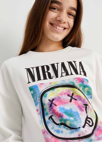 C&A світшот напис білий кежуал бавовна, тринитка з начосом