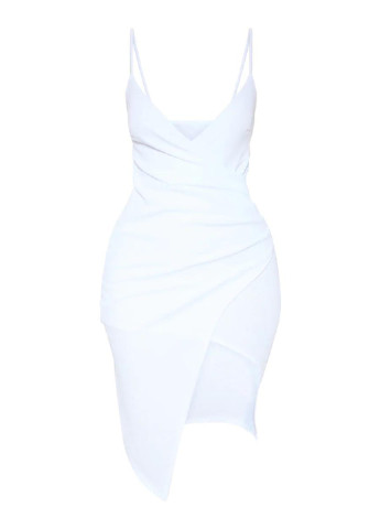 Белое коктейльное платье PrettyLittleThing однотонное