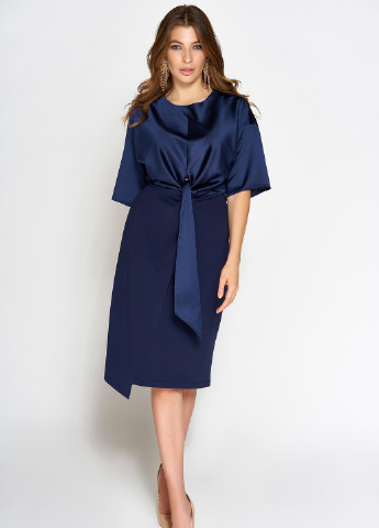 Темно-синее повседневный платье в классическом стиле темно-синего цвета Jadone Fashion