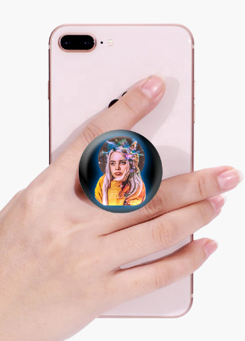 Попсокет (Popsockets) тримач для смартфону Біллі Айлиш (Billie Eilish) (8754-1605) Чорний MobiPrint (216748383)