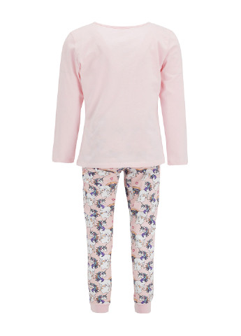 Світло-рожева всесезон піжама(футболка, реглан) лонгслив + брюки DeFacto
