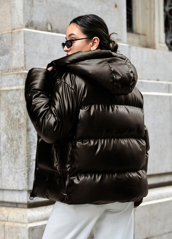 Темно-коричнева зимня куртка SHEIN