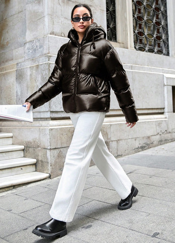 Темно-коричнева зимня куртка SHEIN