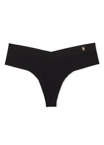 Безшовні трусики-стрінги No-Show Thong Panty Чорні Victoria's Secret (292733642)