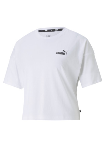 Белая всесезон футболка essentials cropped small logo women's tee Puma