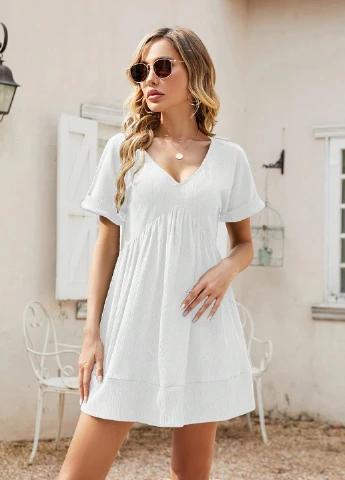 Белое кэжуал платье SHEIN однотонное