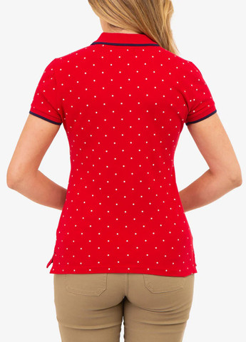 Красная женская футболка-поло U.S. Polo Assn. в горошек