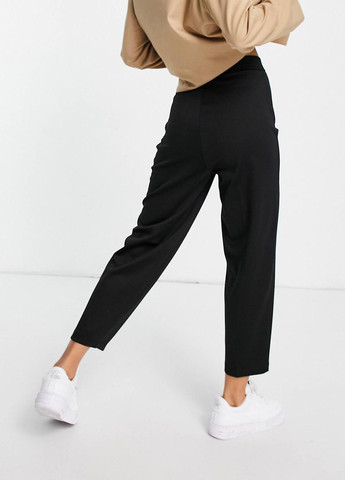 Черные кэжуал демисезонные прямые, укороченные брюки Asos