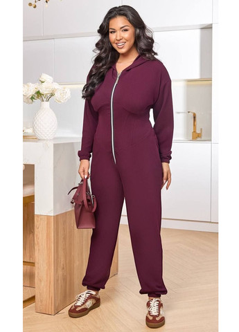 Комбінезон No Brand комбінезон-брюки однотонний бордовий спортивний, кежуал поліестер, трикотаж