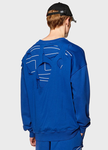 Синий свитшот Diesel однотонный вышивка (344509309)