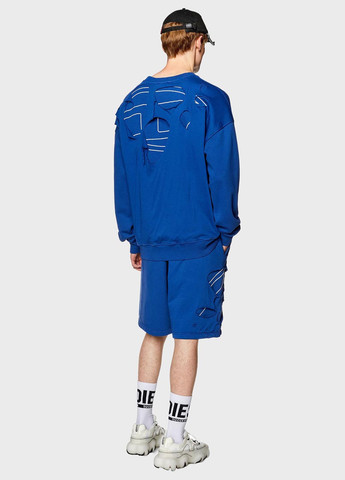 Синий свитшот Diesel однотонный вышивка (344509309)