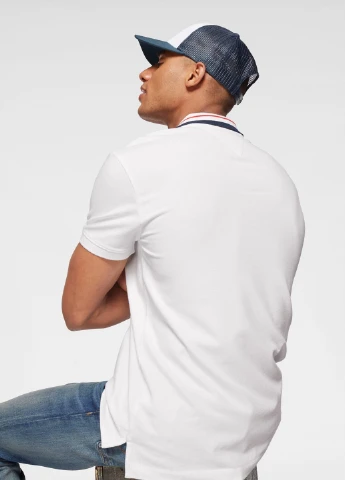 Белая футболка-поло для мужчин Tommy Jeans с логотипом