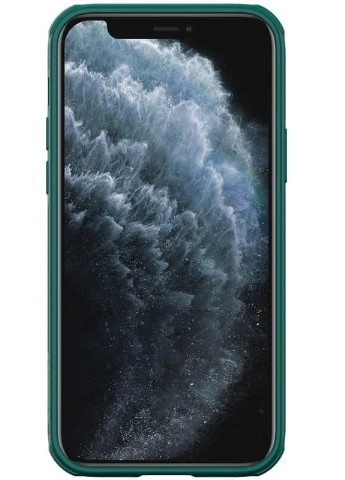 Карбоновая накладка Camshield (шторка на камеру) для Apple iPhone 12 Pro / 12 (6.1') Зеленый / Dark Green Nillkin (229727992)