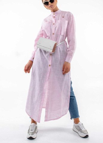 Розовая кэжуал рубашка однотонная Ри Мари