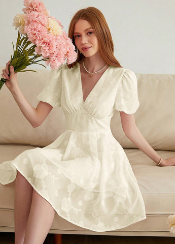 Кремова кежуал сукня кльош SHEIN з квітковим принтом