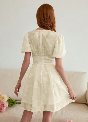 Кремова кежуал сукня кльош SHEIN з квітковим принтом