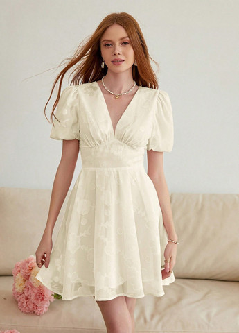 Кремова кежуал сукня кльош SHEIN з квітковим принтом