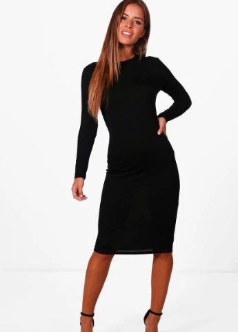 Черное кэжуал платье Boohoo однотонное