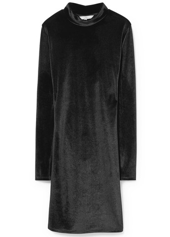 Черное кэжуал платье платье-водолазка, с открытой спиной C&A однотонное