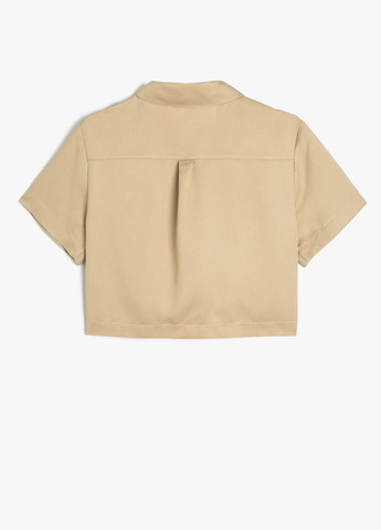 Темно-бежевая кэжуал рубашка однотонная KOTON