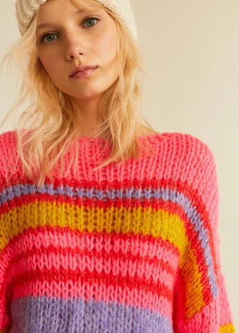 Комбінований джемпер,різнокольоровий в смужку, Stradivarius