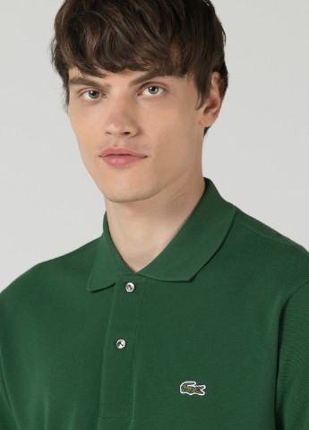 Зеленая футболка-поло для мужчин Lacoste однотонная
