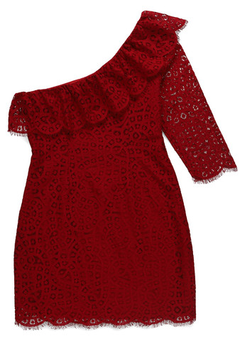 Темно-червона вечірня, коктейльна сукня на одне плече MINT&BERRY однотонна