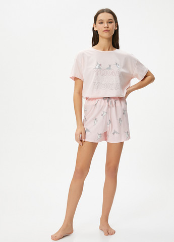 Светло-розовая всесезон пижама (футболка, шорты) футболка + шорты KOTON