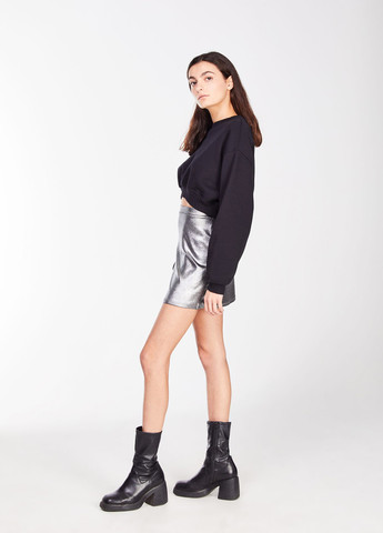 Серебряная кэжуал однотонная юбка Jennyfer а-силуэта (трапеция)