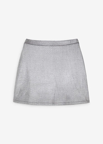 Серебряная кэжуал однотонная юбка Jennyfer а-силуэта (трапеция)