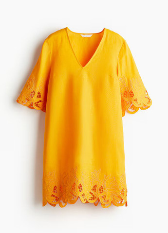 Светло-оранжевое кэжуал платье H&M однотонное