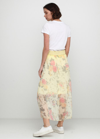 Светло-желтая кэжуал цветочной расцветки юбка Linea