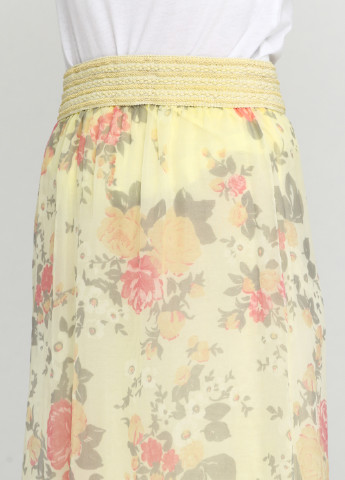 Светло-желтая кэжуал цветочной расцветки юбка Linea