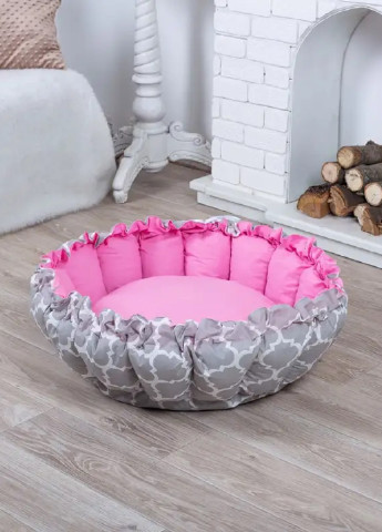 Лежак лежанка для котов и собак корзина спальное место d 100 см (2476695-De) Серый с розовым Francesco Marconi (250486149)