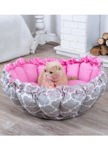Лежак лежанка для котов и собак корзина спальное место d 100 см (2476695-De) Серый с розовым Francesco Marconi (250486149)