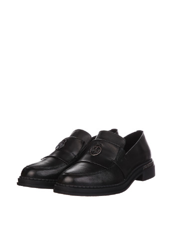Черные женские кэжуал туфли с металлическими вставками, с молнией на низком каблуке - фото
