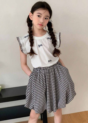 Чорно-білий літній комплект (майка, спідниця) SHEIN