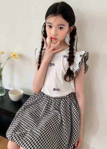 Чорно-білий літній комплект (майка, спідниця) SHEIN