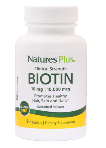 Біотин (В7) Повільного Вивільнення, Nature's Plus, 10 мг, 90 таблеток Natures Plus (228292145)